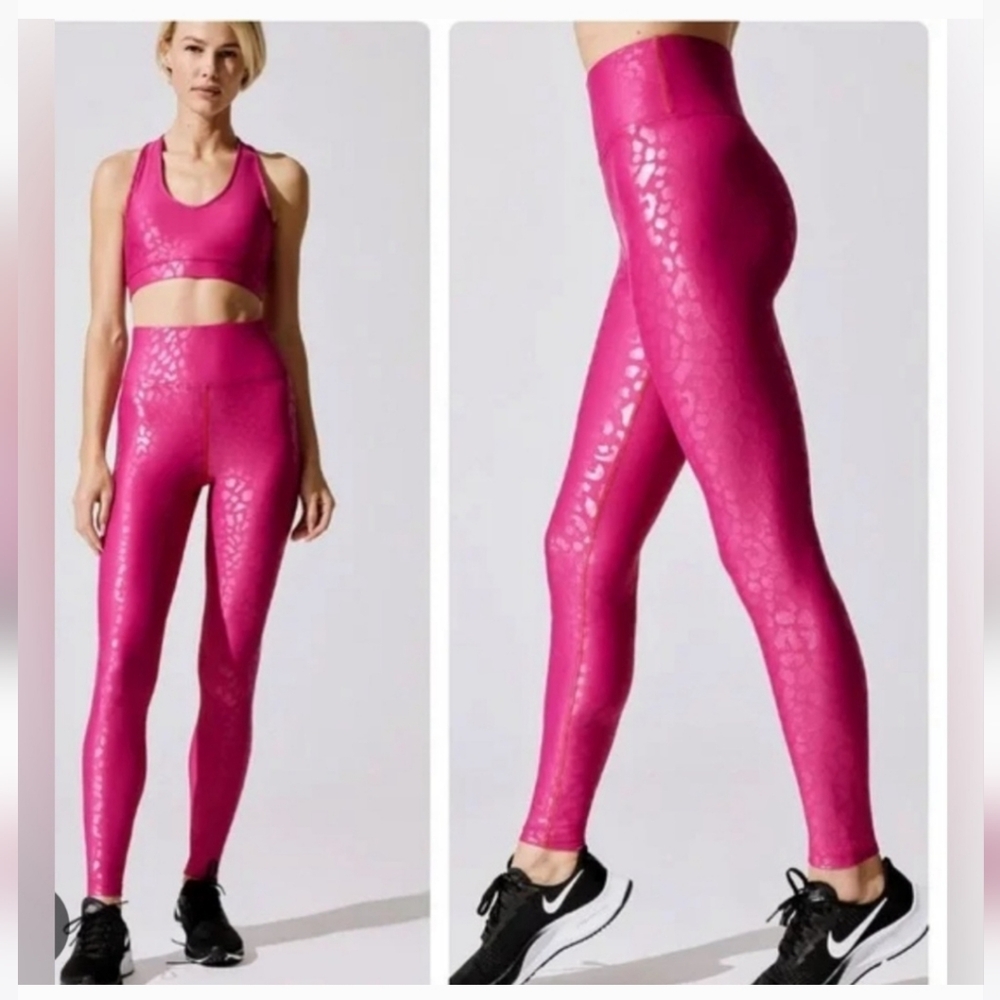 Carbon 38 pink leopard print leggings size Medium